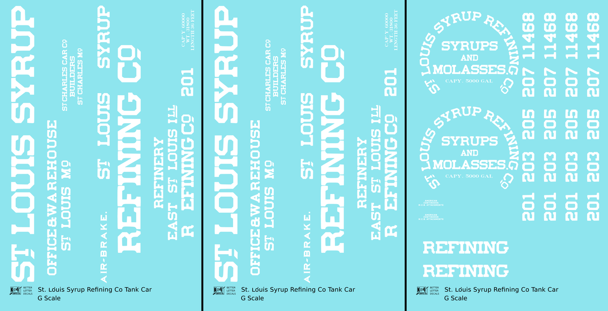 St Louis Syrup Refining Co Early Tank Car White