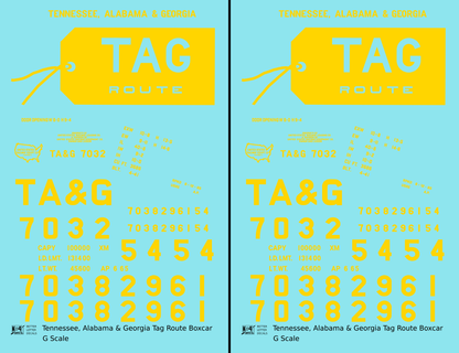 Tennessee, Alabama and Georgia 40 Ft Boxcar Yellow TAG Route