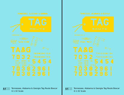 Tennessee, Alabama and Georgia 40 Ft Boxcar Yellow TAG Route