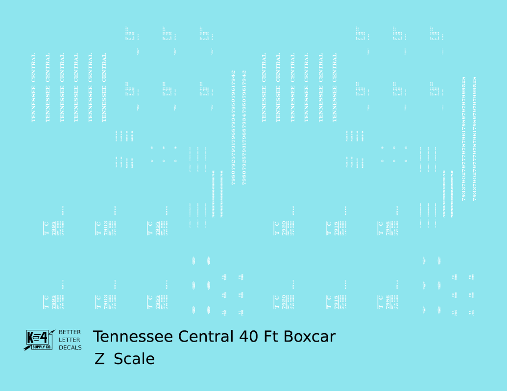 Tennessee Central 40 Ft Boxcar White