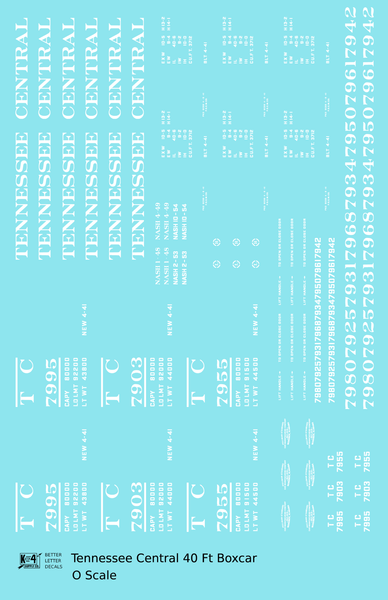 Tennessee Central 40 Ft Boxcar White