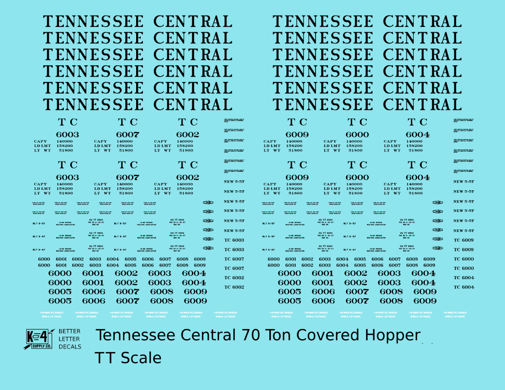Tennessee Central 70 Ton Covered Hopper Black