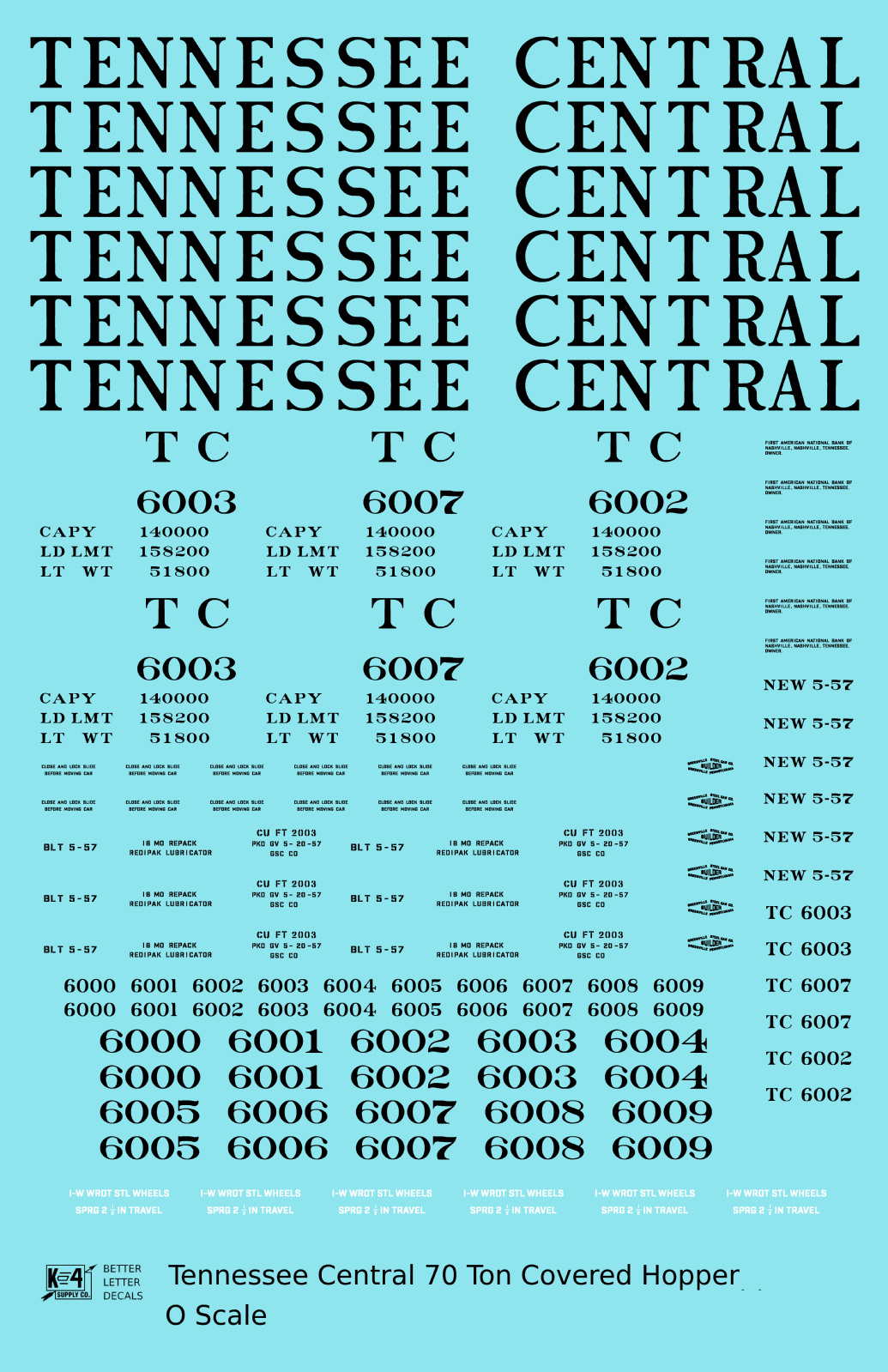 Tennessee Central 70 Ton Covered Hopper Black