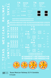 Texas Mexican Railway 52 Ft Gondola White  - Decal Sheet