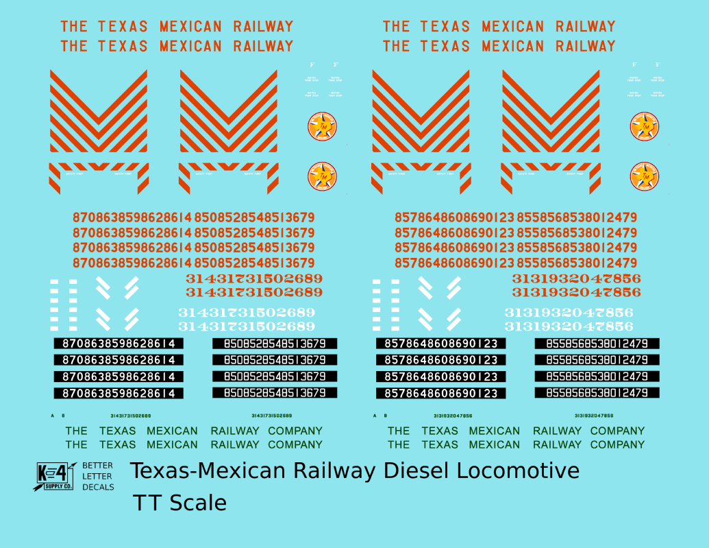 Texas Mexican Railway Hood Diesel Locomotive and Caboose Red-Orange