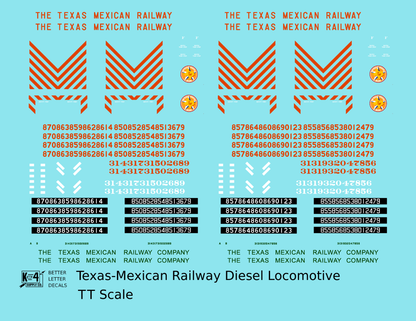 Texas Mexican Railway Hood Diesel Locomotive and Caboose Red-Orange