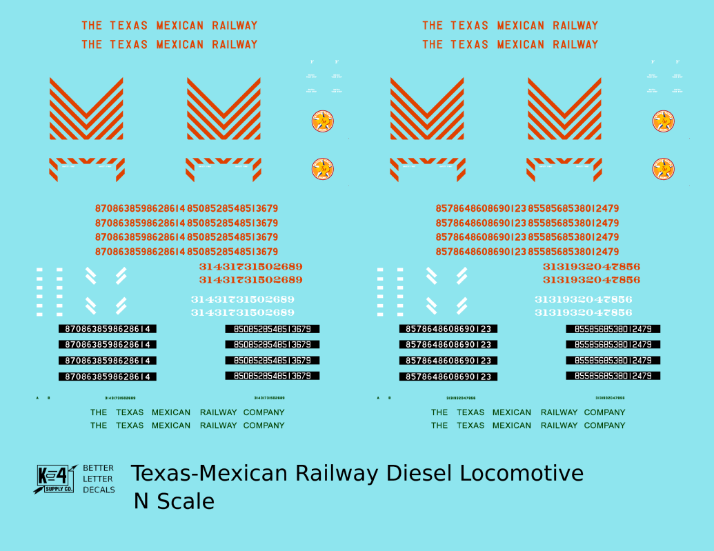 Texas Mexican Railway Hood Diesel Locomotive and Caboose Red-Orange