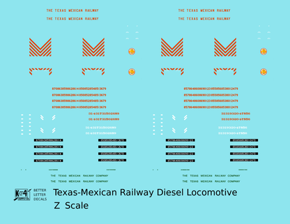 Texas Mexican Railway Hood Diesel Locomotive and Caboose Red-Orange