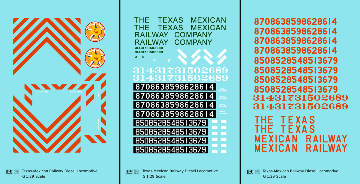 Texas Mexican Railway Hood Diesel Locomotive and Caboose Red-Orange