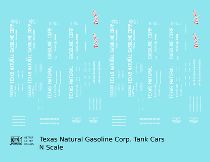 Texas Natural Gasoline Corp ICC-105 Tank Car White and Red Texgas