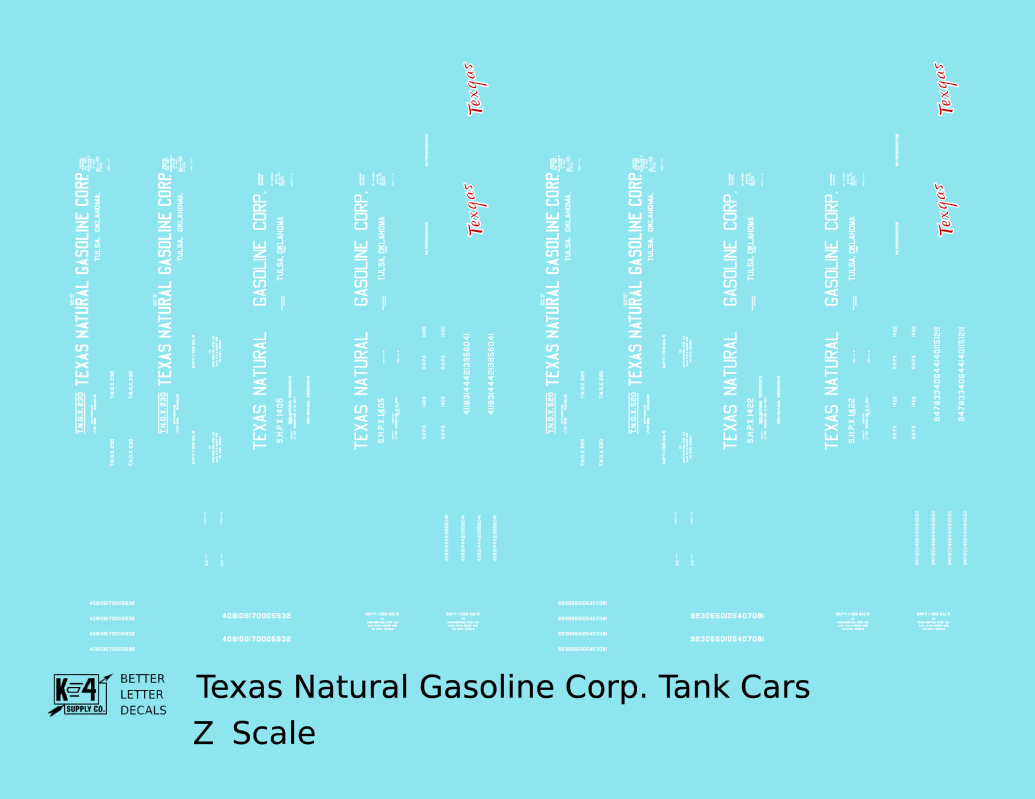 Texas Natural Gasoline Corp ICC-105 Tank Car White and Red Texgas