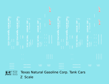 Texas Natural Gasoline Corp ICC-105 Tank Car White and Red Texgas