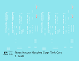 Texas Natural Gasoline Corp ICC-105 Tank Car White and Red Texgas