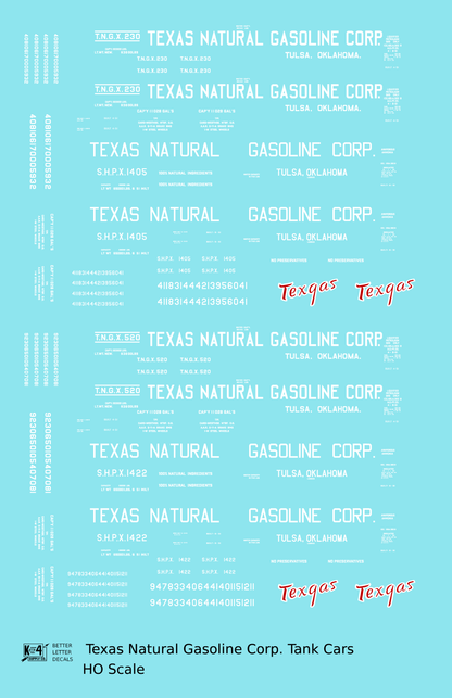 Texas Natural Gasoline Corp ICC-105 Tank Car White and Red Texgas