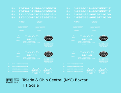 Toledo and Ohio Central 40 Ft Boxcar White New York Central