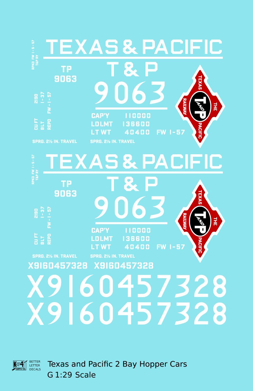 Texas and Pacific Offset Twin Hopper White