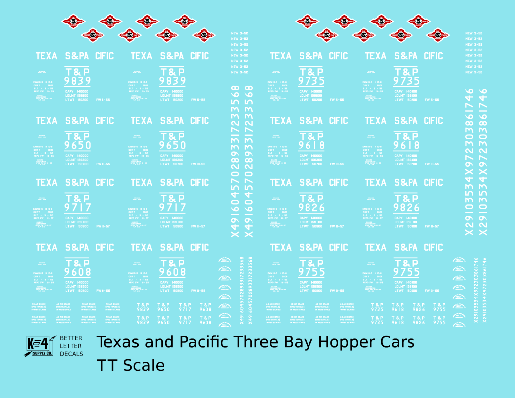 Texas and Pacific Three Bay Hopper White