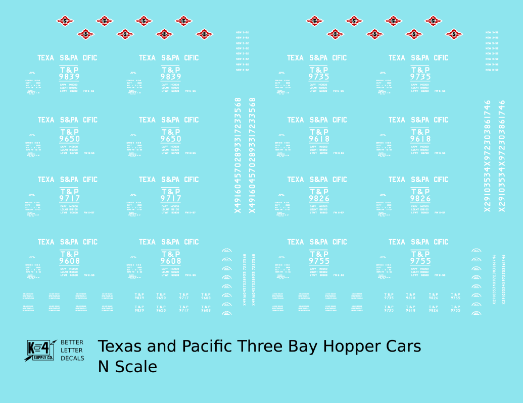 Texas and Pacific Three Bay Hopper White