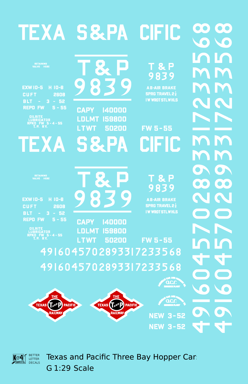 Texas and Pacific Three Bay Hopper White