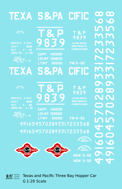 Texas and Pacific Three Bay Hopper White