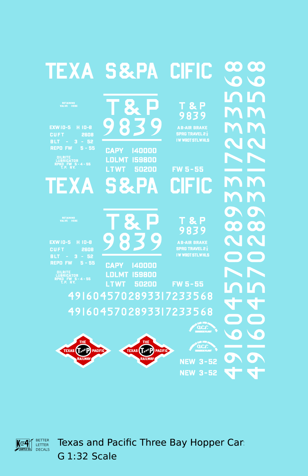 Texas and Pacific Three Bay Hopper White