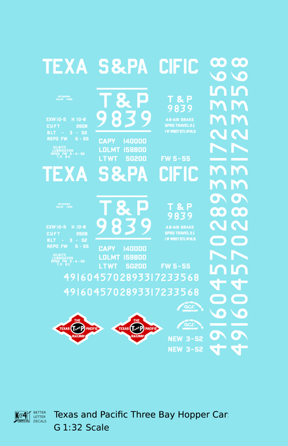 Texas and Pacific Three Bay Hopper White