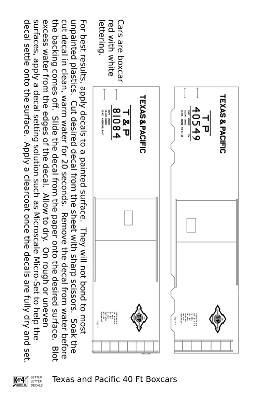 Texas and Pacific 40 Ft Boxcar White