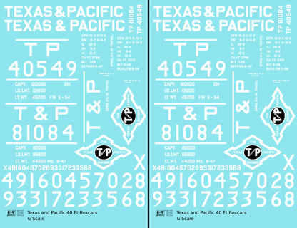 Texas and Pacific 40 Ft Boxcar White