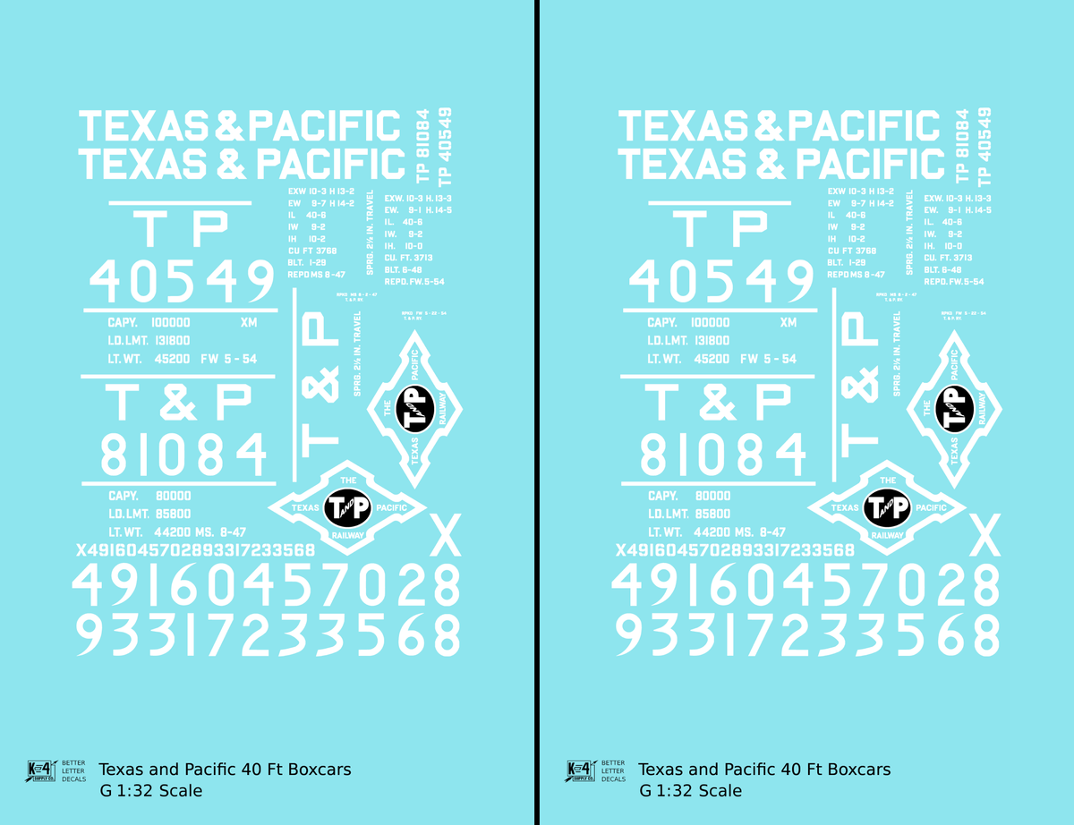 Texas and Pacific 40 Ft Boxcar White
