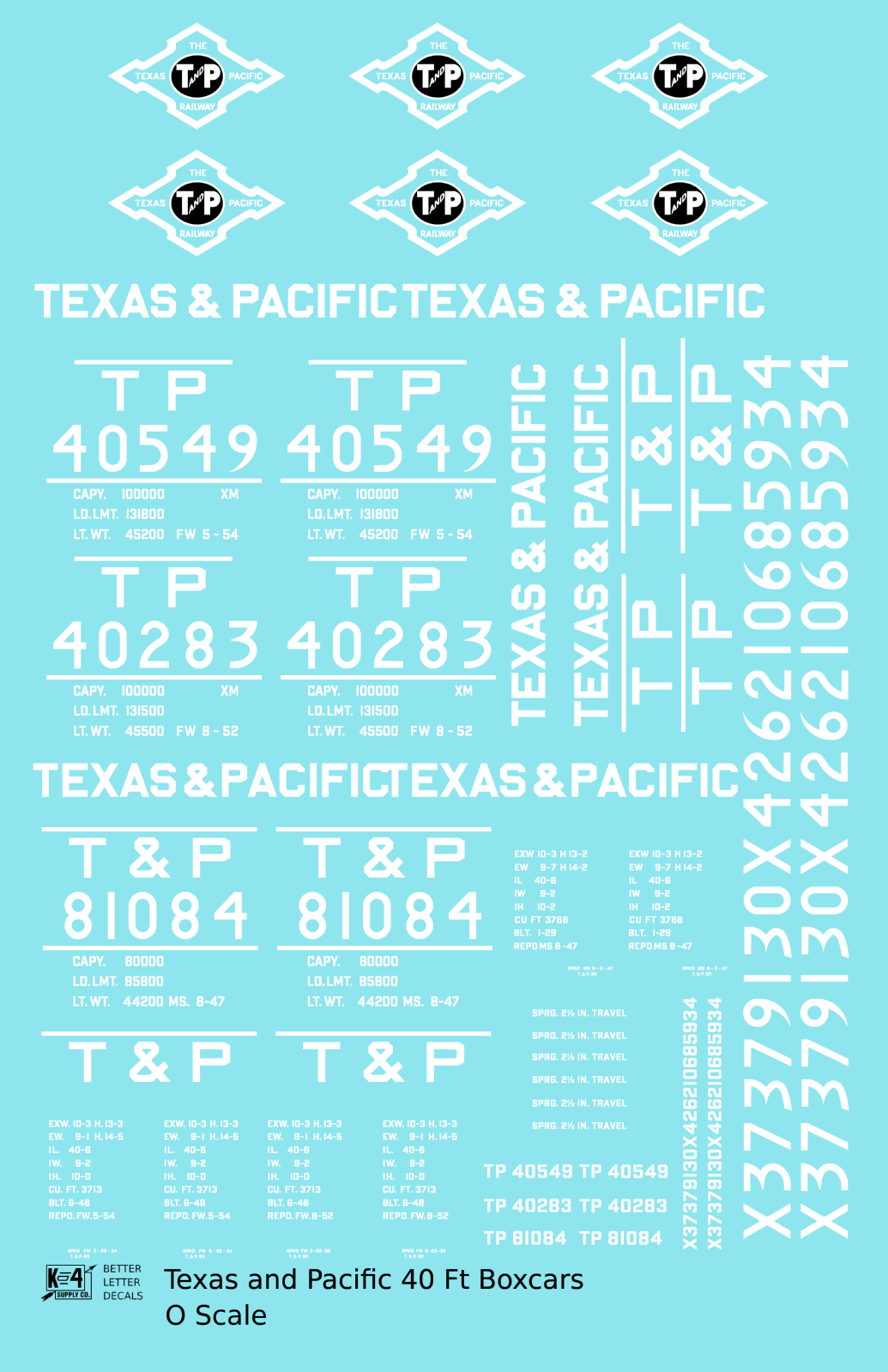 Texas and Pacific 40 Ft Boxcar White