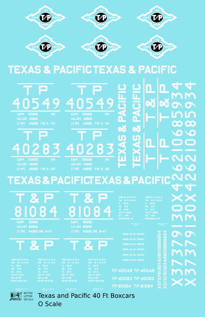 Texas and Pacific 40 Ft Boxcar White