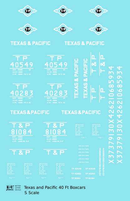 Texas and Pacific 40 Ft Boxcar White