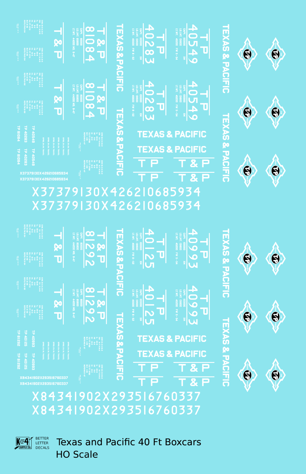 Texas and Pacific 40 Ft Boxcar White