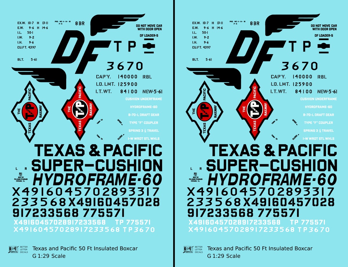 Texas and Pacific 50 Ft Insulated Boxcar Black and Red