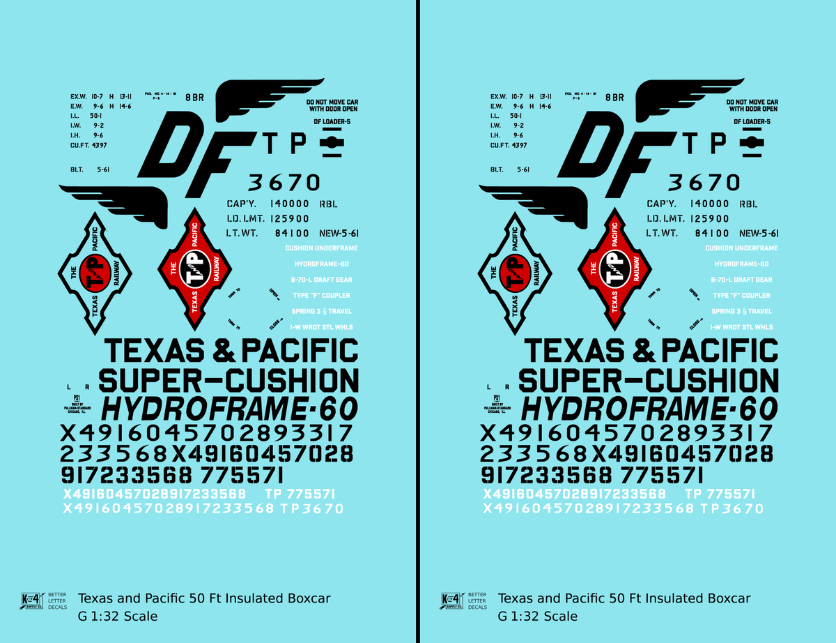 Texas and Pacific 50 Ft Insulated Boxcar Black and Red
