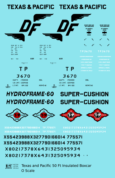 Texas and Pacific 50 Ft Insulated Boxcar Black and Red