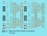 Texas and Pacific Steam Locomotive Bronze Gold  - Decal - Choose Scale
