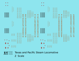 Texas and Pacific Steam Locomotive Bronze Gold  - Decal - Choose Scale