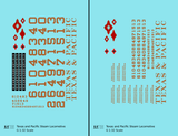 Texas and Pacific Steam Locomotive Bronze Gold  - Decal - Choose Scale