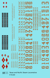 Texas and Pacific Steam Locomotive Bronze Gold  - Decal Sheet