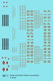 Texas and Pacific Steam Locomotive Bronze Gold  - Decal - Choose Scale
