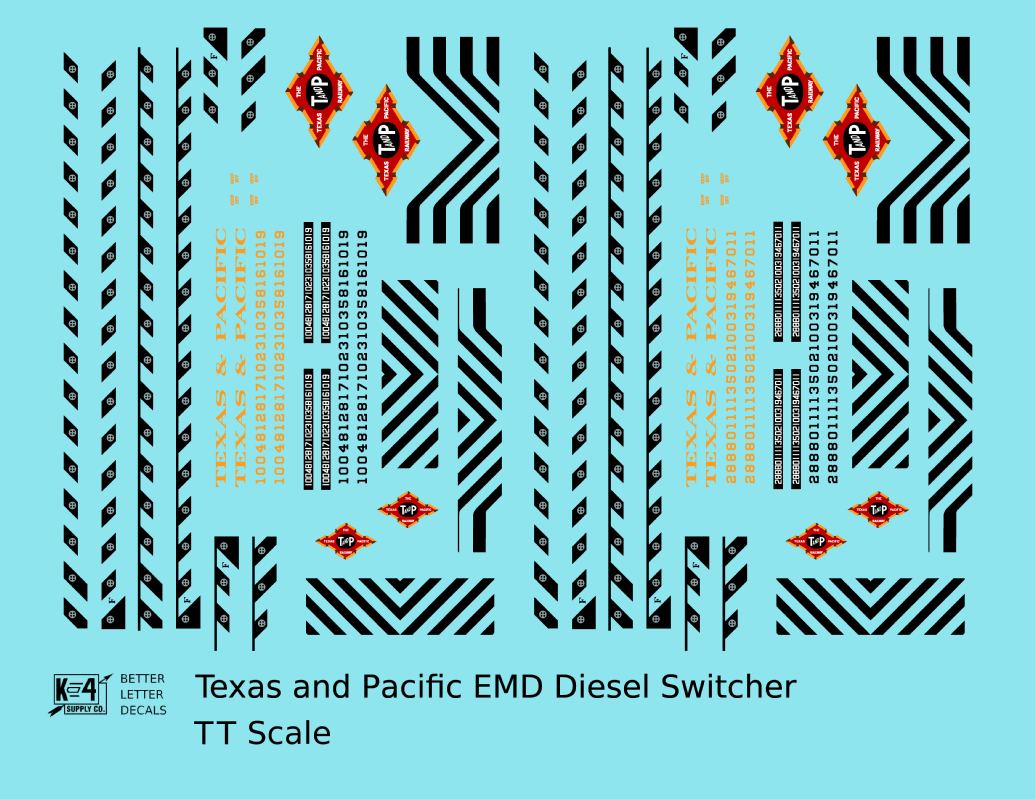 Texas and Pacific EMD Diesel Switcher Black and Orange