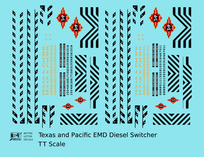 Texas and Pacific EMD Diesel Switcher Black and Orange