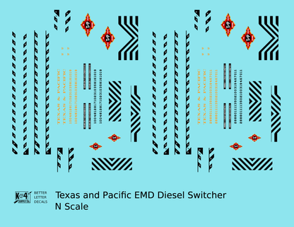 Texas and Pacific EMD Diesel Switcher Black and Orange
