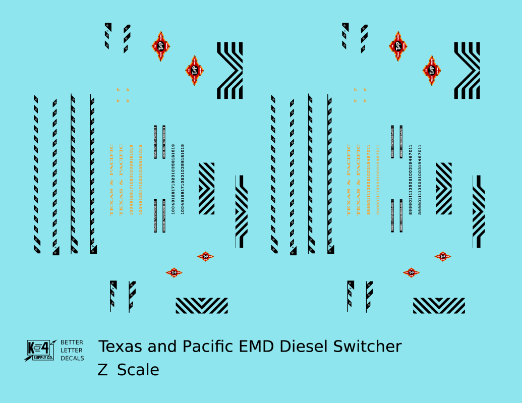 Texas and Pacific EMD Diesel Switcher Black and Orange