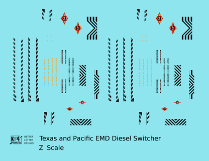 Texas and Pacific EMD Diesel Switcher Black and Orange