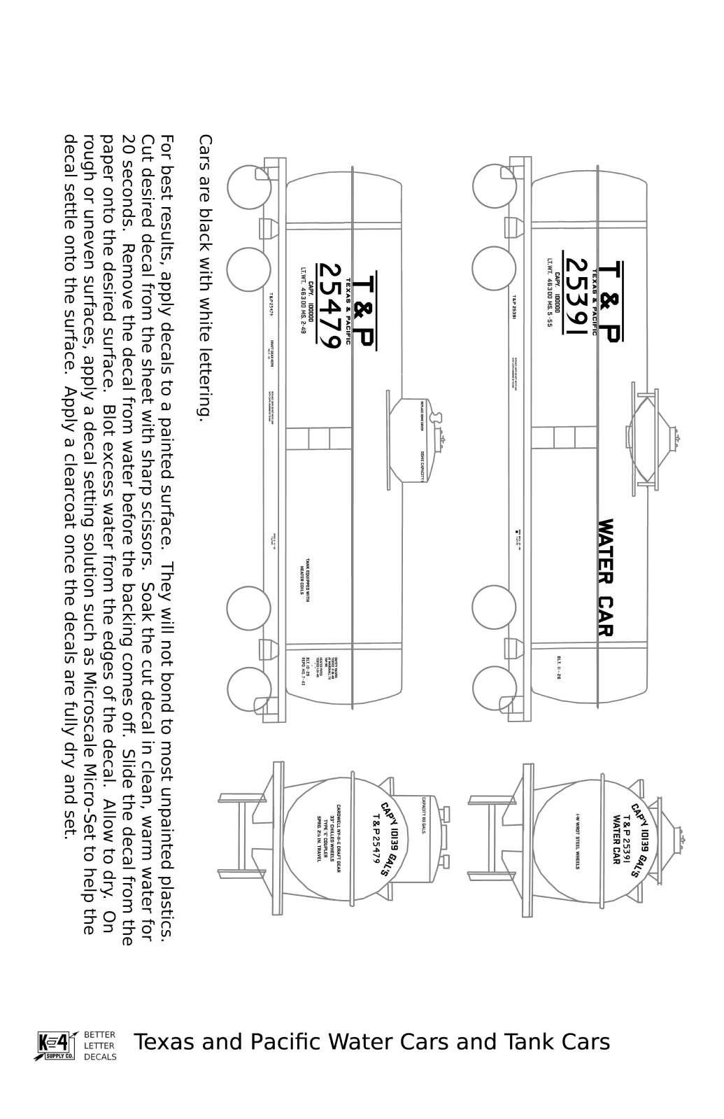 Texas and Pacific Water Car / Tank Car White