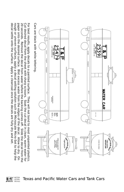 Texas and Pacific Water Car / Tank Car White