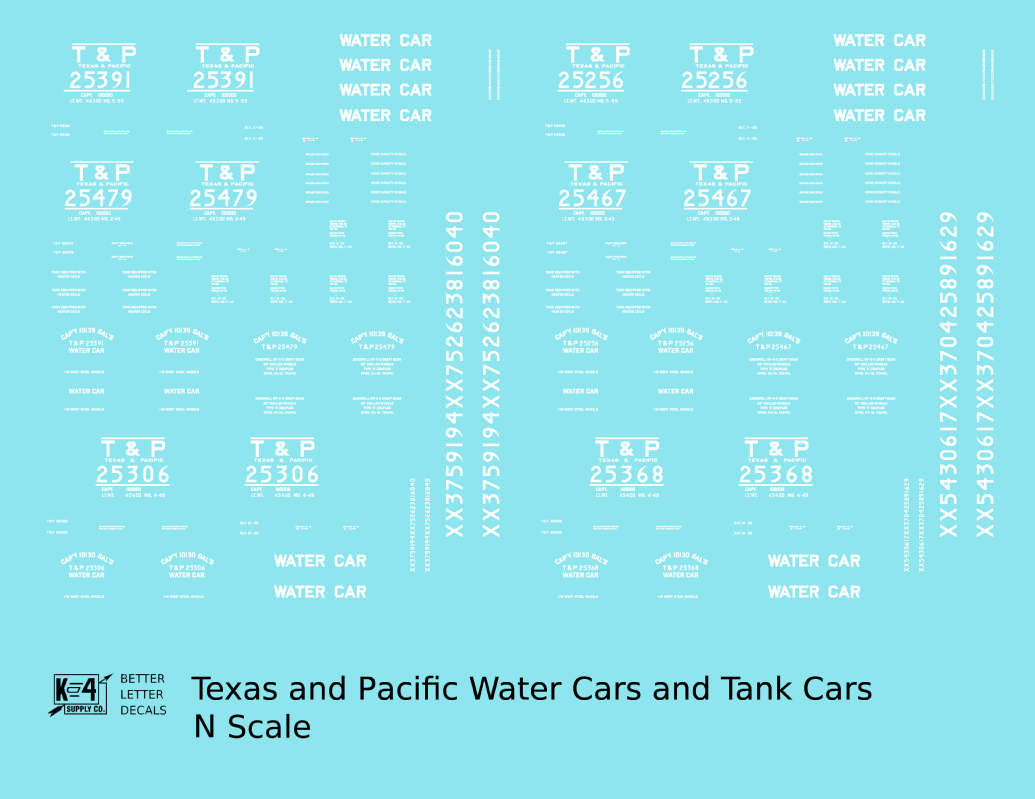 Texas and Pacific Water Car / Tank Car White