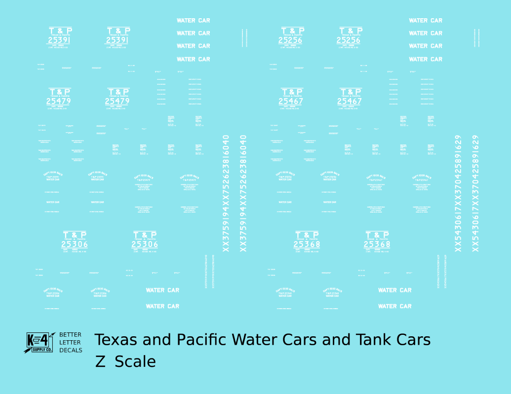 Texas and Pacific Water Car / Tank Car White
